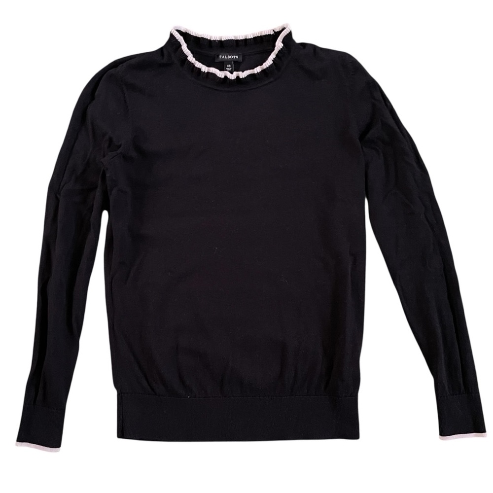 Talbots Women’s Black Ruffle Neck Sweater